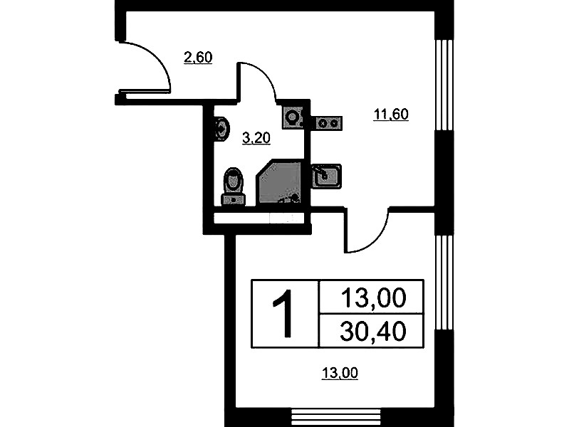 1-комнатная квартира 30.4 м², 3/16 эт., ЖК «Avenue Apart Pulkovo»